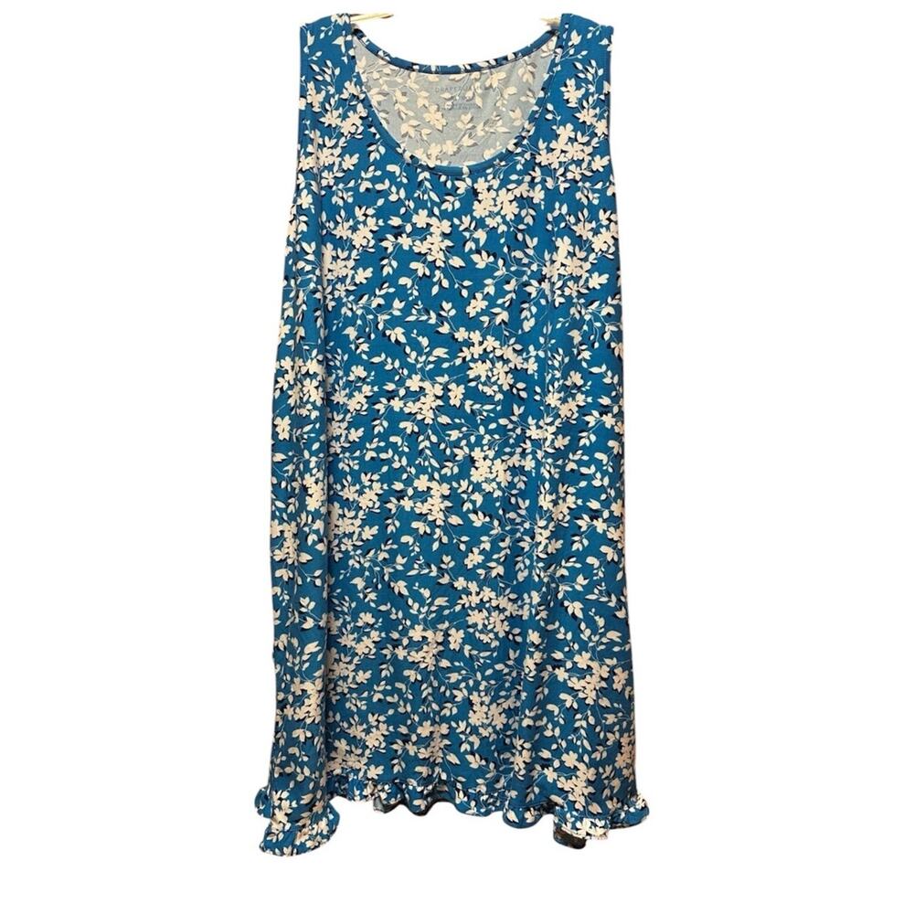Draper James Nightgown Women's Plus XXL/xxxl Blue White Floral Ruffle Hem New
